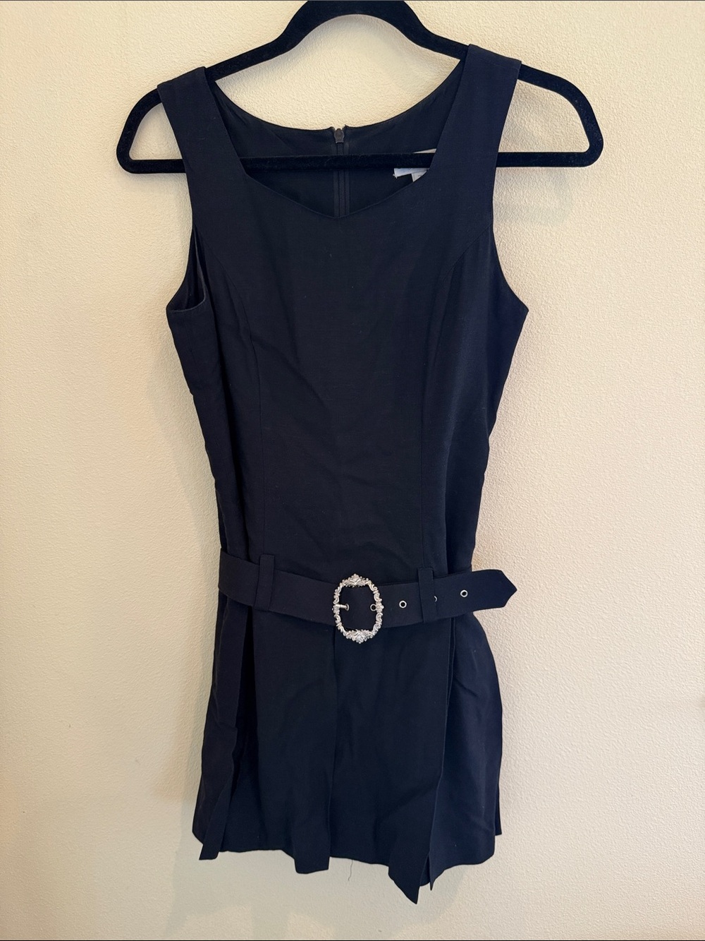 Vintage Chinese Black Sleeveless Belted Dress